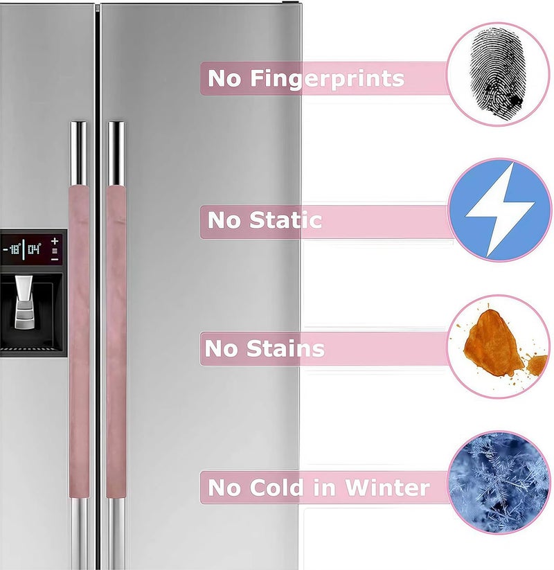 Daixers 3PCS Refrigerator Door Handle Covers Kitchen Decor Keep Appliance Clean Anti-Static Stains for Fridge Dishwashers Velvet (Pink) - Image 3